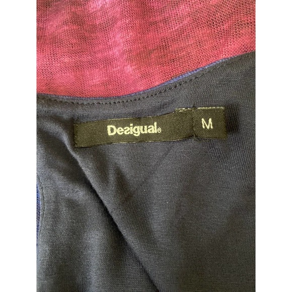 Desigual ADANA Blue Sleeveless Dress Striped Round Neck Pink Keyhole Shi… - Picture 6 of 6